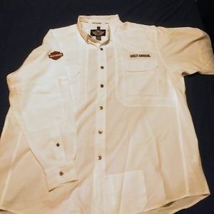 White Harley Davidson Collared Shirt